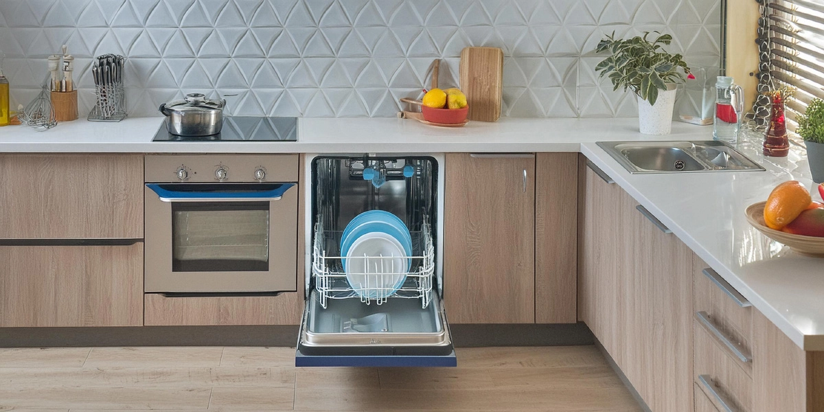 Professional technician diagnosing common faults with dishwashers including drainage blockages and spray arm issues in a UK home.